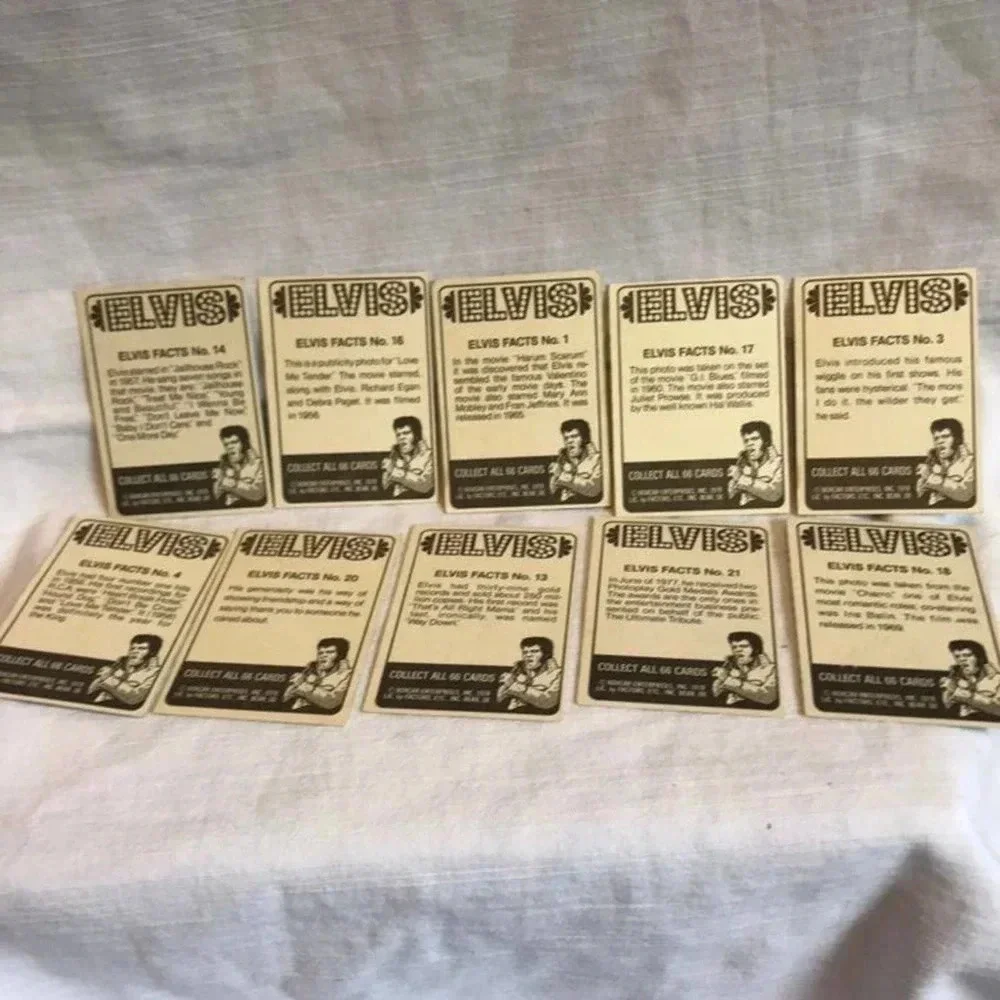 Vintage Elvis Presley Cards Collection 1978 10 cards Lot